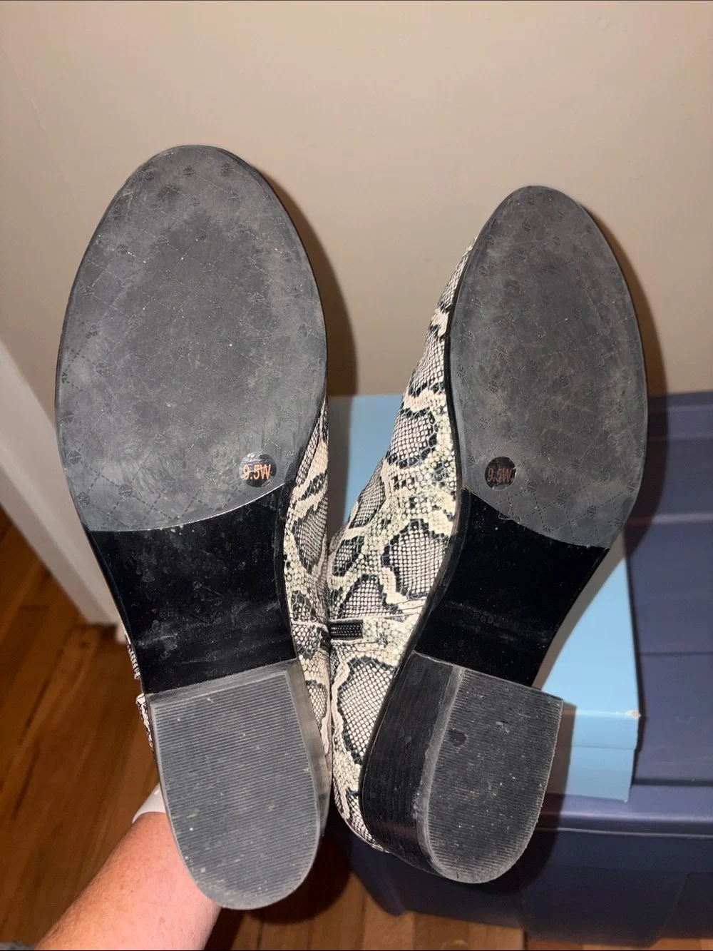 ANTONIO MELANI Snake-Print Ankle Booties in Black & Cream